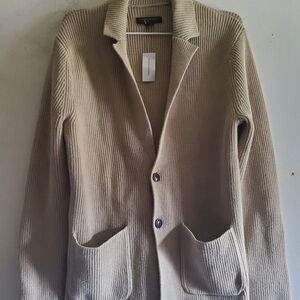 Banana Republic Beige Organic Ribbed Cardigan